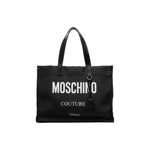 MOSCHINO Телячья кожа с холщовой сумкой тоут-сумка сумка для покупок мужская сумка черная