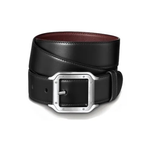 Cartier Ремень Santos De Cartier Яловичная Кожа Черного Цвета, Пряжка С Палладиевой Отделкой