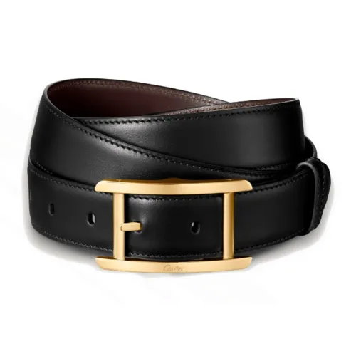 Cartier Ремень Tank De Cartier Яловичная Кожа Черного Цвета, Пряжка С Позолоченной Отделкой