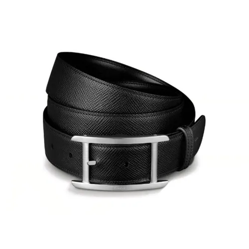 Cartier Ремень Tank De Cartier Зернистая И Гладкая Яловичная Кожа Черного Цвета, Пряжка С Палладиевой Отделкой