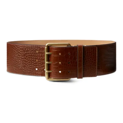 Polo Ralph Lauren Имитация Крокодила Узор Тисненая Шпилька Телячья Кожа Кожаные Ремни Женские Коричневый Ширина 8,8 см