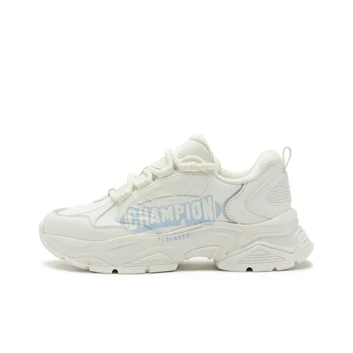 Champion Амортизация Увеличение Высоты Низкий Топ Толстая Подошва Женские Белые Светло-Синие