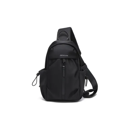 SEPTWOLVES Нейлоновая сумка через плечо сумка-слинг среднего размера унисекс черная