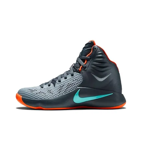 Nike ZOOM HYPERFUSE Устойчивый к истиранию Дышащий MID Топ Винтажные баскетбольные кроссовки Унисекс Серый Черный