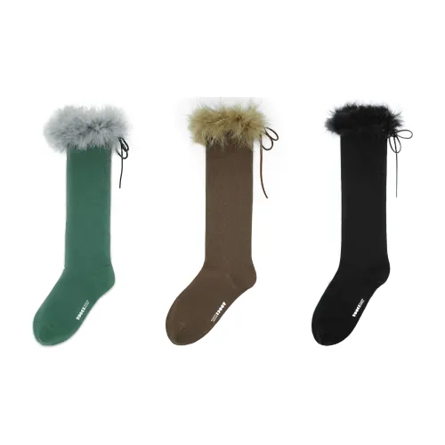 TOOCI 3 шт Коричневый+Черный+Зеленый Женские Колено высокие Носки