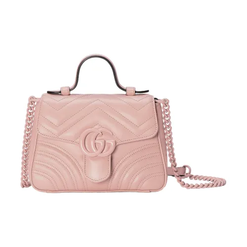 GUCCI GG Marmont Матрас Тисненая кожа Сумка через плечо Сумка Мини Женская Светло-розовая