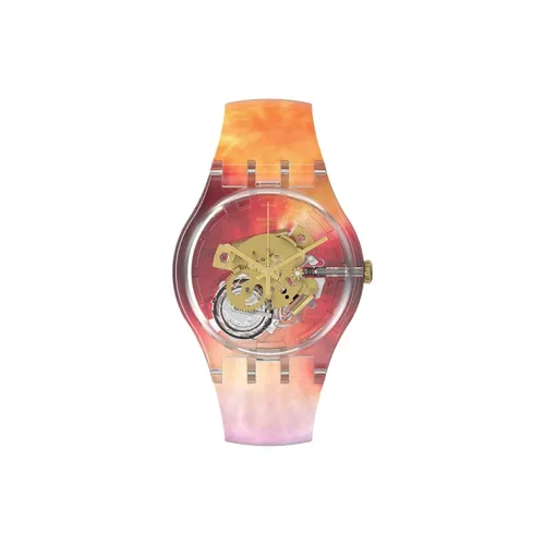 SWATCH X YOU CANVAS Special Version Кварцевый механизм Унисекс Часы 41 мм Черепный циферблат Пластиковый корпус Часы Пластиковый ремешок