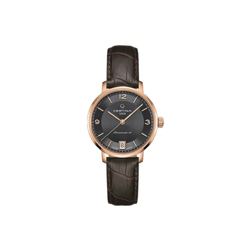 CERTINA Camaro Collection Механический механизм Женские часы 31 мм Черный циферблат Корпус из нержавеющей стали Кожаный ремешок