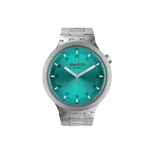 SWATCH BIG Смелый Коллекция IRONY Кварцевый механизм Унисекс Часы 47 мм Синий циферблат Корпус из нержавеющей стали Ремешок из нержавеющей стали