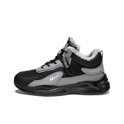 Warrior Casual High Top Черный Серый Флис Утепленный Мужской