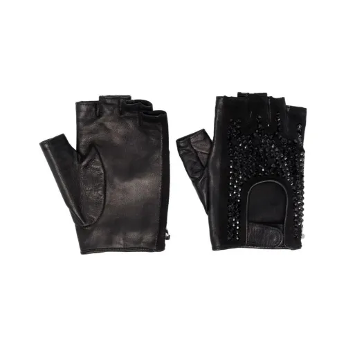 PHILIPP PLEIN Шёлк, Телячья кожа, Стразы Перчатки Женские