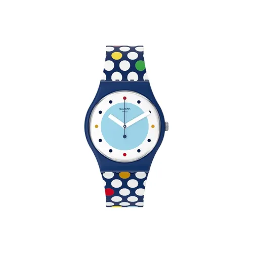 SWATCH The May Collection Кварцевый механизм Унисекс Часы 34 мм Синий циферблат Биоматериал Корпус Часы Силиконовый ремешок