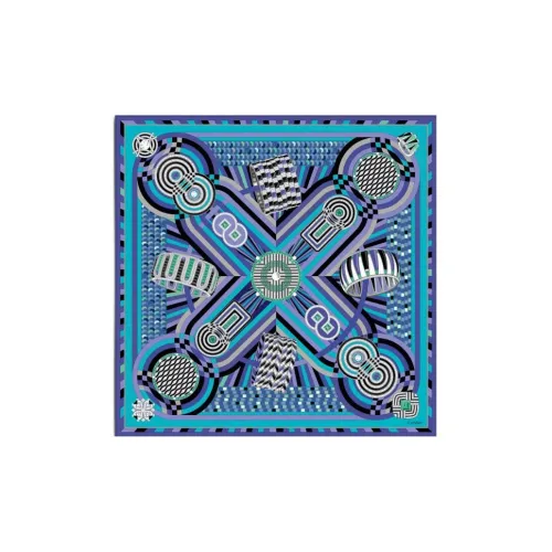 Cartier Платок Vibrations 90 Шелк Саржевого Плетения Синего Цвета