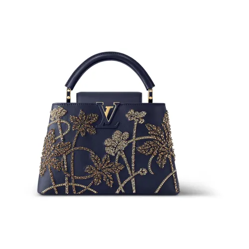 LOUIS VUITTON Capucines Вышивка Коровья кожа Капусин Через плечо Тоут Сумка На одно плечо Маленький Женский Темно-синий