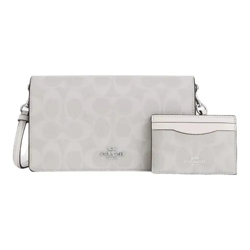 COACH Anna Холст с кожей Буква Сумка через плечо Маленькая Женская Белая