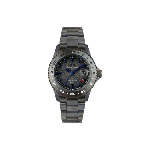 OUT OF ORDER Swiss GMT Family Collection Мужские часы Кварцевый механизм Кожаный ремешок Серый циферблат