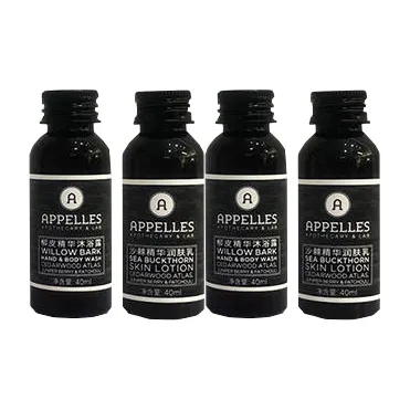 APPELLES Гели для душа Увлажняющий Лосьон Комбинация Центральная часть Уход 40мл*2 + Эмульсия из Шиповника Центральная часть 40мл*2