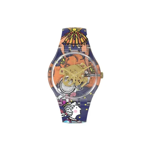 Swatch Quartz Механизм Унисекс Часы 41mm*9,85mm Скелет