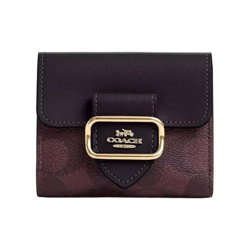 COACH Morgan Холст и Кожа Кошелек для монет Женские Золотой и Темно-красный