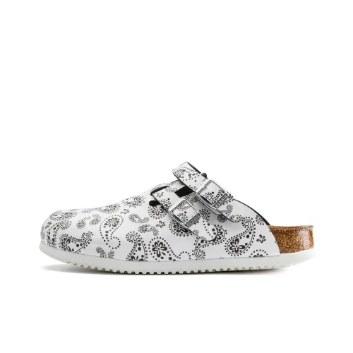 Биркенсток Пейсли Домашние тапочки Женские Белые Узкая версия