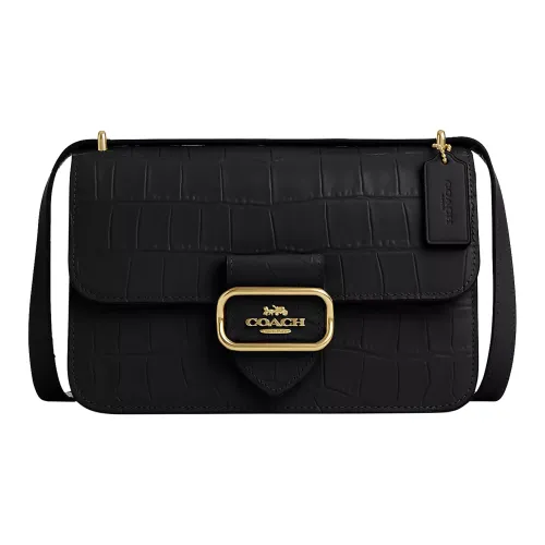 COACH Morgan Коровья кожа Маленькая квадратная сумка Сумка через плечо Большая Женская Черная