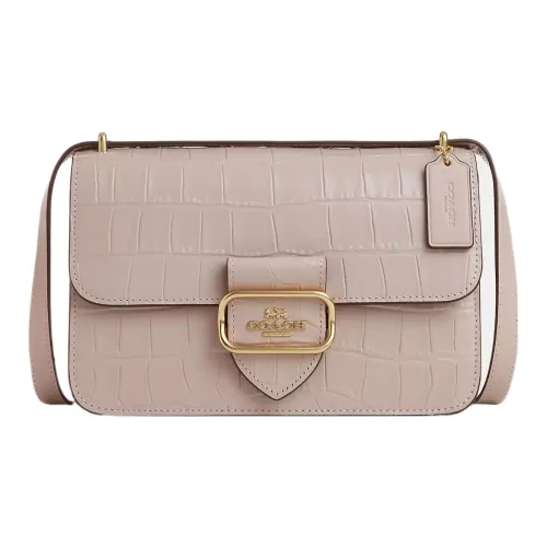 COACH Morgan Коровья кожа Маленькая квадратная сумка Сумка через плечо Большая Женская Золотая и Серая Березовая