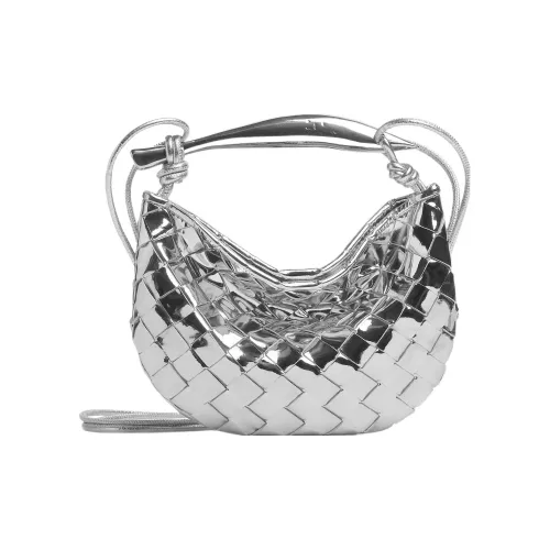 Bottega Veneta Sardine Овчина Плетеная сумка Портативная сумка через плечо Мини Женская серебряная