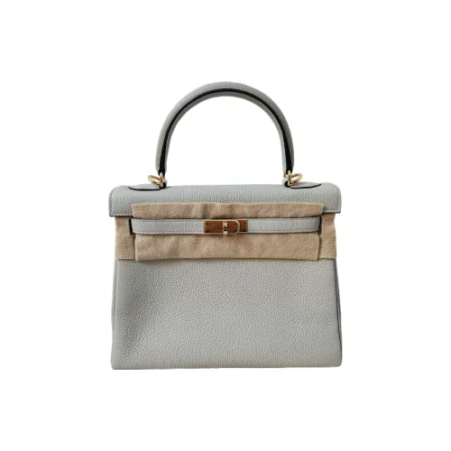 HERMES Kelly Коровья кожа Togo Сумка Kelly Сумка Женская Ледяной кристально-серый
