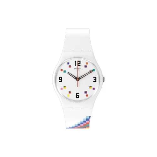 SWATCH The March Collection Кварцевый механизм Унисекс Часы 34 мм Белый циферблат Биоматериал Корпус Часы Силиконовый ремешок