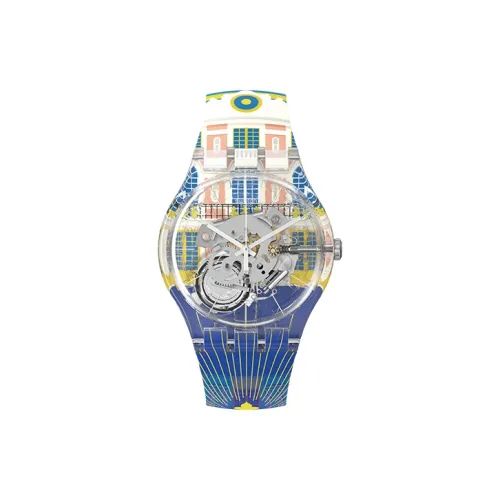 Swatch Quartz Механизм Мужские часы 41mm*9,85mm Скелет