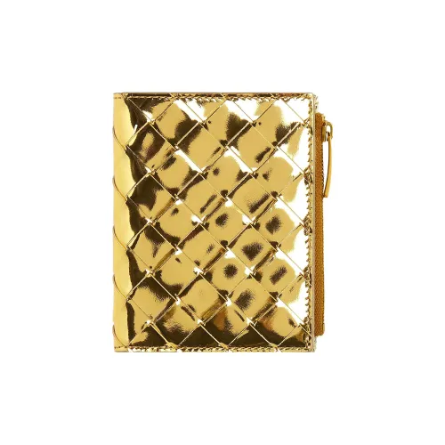 Bottega Veneta Intrecciato Sheepskin Wallet Small Women's Gold