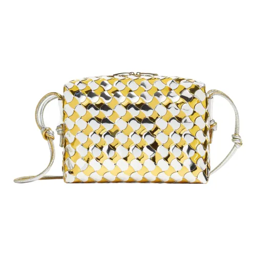 Bottega Veneta Loop Sheepskin Camera Bag Crossbody Bag Small Women's Gold Silver Bottega Veneta Loop Овчина Camera Сумка Сумка через плечо Маленькая Женская Золото и Серебро