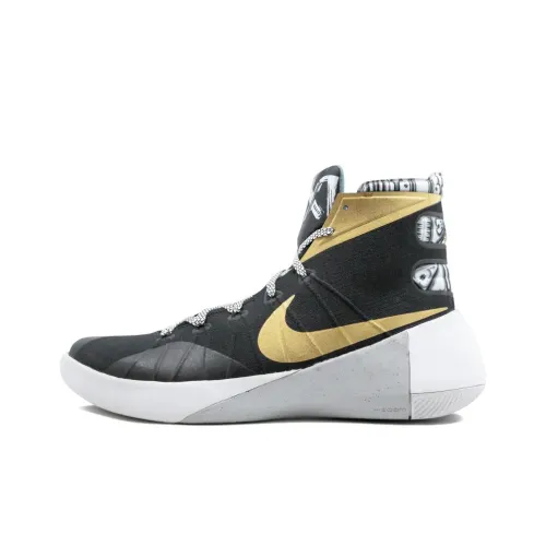 nike Hyperdunk 2015 Устойчивый к истиранию Дышащие Высокие Баскетбольные кроссовки Унисекс Черный Золотой