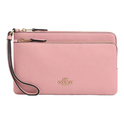 COACH Double Zip Wallet Коровья кожа Мелочь Кошелек Кошелек Маленький Женские Золотой Свет Румяна