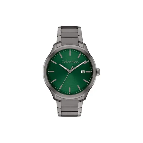 CALVIN KLEIN Мужские часы Кварцевый механизм Стальной ремешок 43 мм Зеленый циферблат