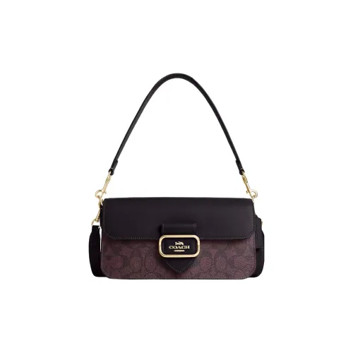 COACH Morgan Холст и Кожа Сумка-багет Сумка через плечо Женская Фуксия