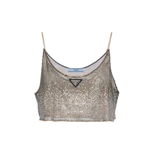 PRADA FW23 Топ на бретелях Женский Бежевый