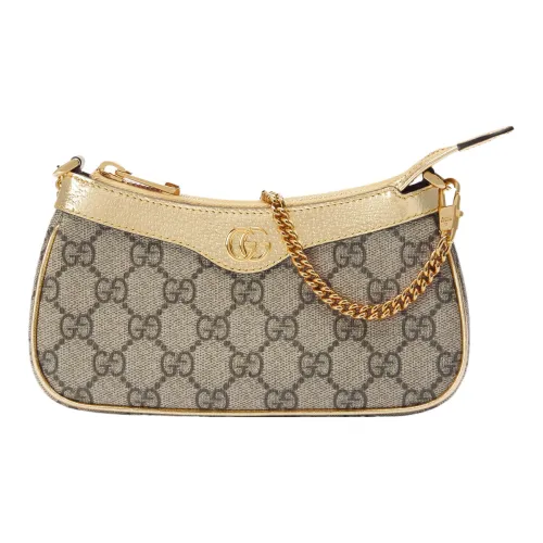 GUCCI Ophidia Холст и Кожа Тип Покрытия Сумка Сумка через плечо Мини Женская Бежевая и Эбеновая