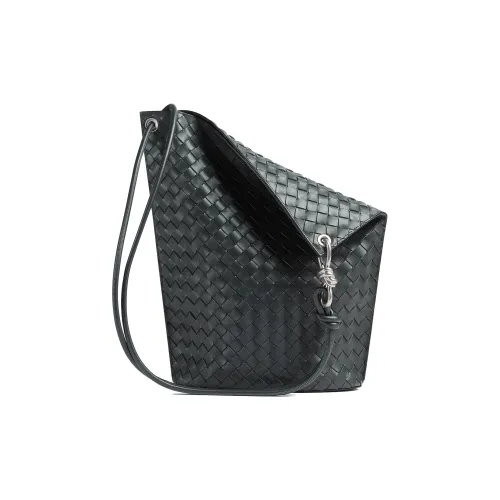 Bottega Veneta Сумка-ведро из коровьей кожи с узлом плечевая сумка среднего размера мужская темно-сланцево-серый