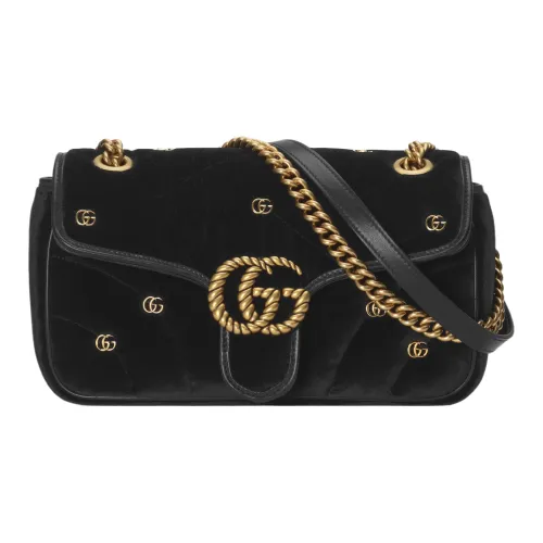GUCCI GG Marmont Вельвет Сумка через плечо Сумка на плечо Женская Черная