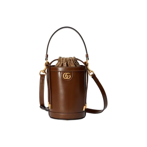 GUCCI Ophidia Кожа Ведрообразная Сумка Сумка через плечо Сумка мини Женская Коричневая