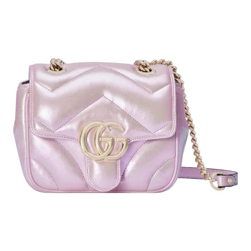 GUCCI GG Marmont Кожа Сумка через плечо Сумка на плечо Женская Розовая Радужная