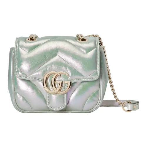 GUCCI Marmont Кожа Сумка через плечо Сумка на плечо Женская Зеленая Радужная