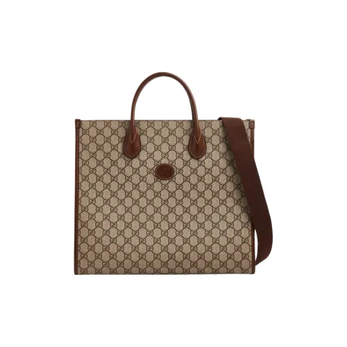 GUCCI Canvas с кожаными вставками холщовая сумка тоут сумка для покупок сумка через плечо сумка среднего размера унисекс