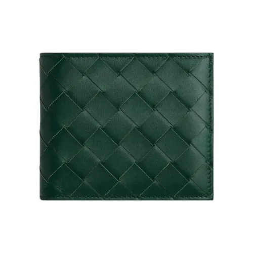 Bottega Veneta Кошелек из коровьей кожи стандартный мужской с камнями "Эмералды" и "Космический синий"