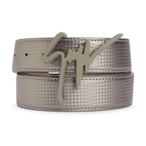 Giuseppe Zanotti GZ Полиуретановая кожа ремни Мужской Серый Ширина 3,5 см