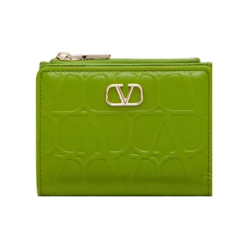 Валентино Гаравани Кожа Напечатанный узор Телячья кожа Кошелек Женский Желтый Зеленый