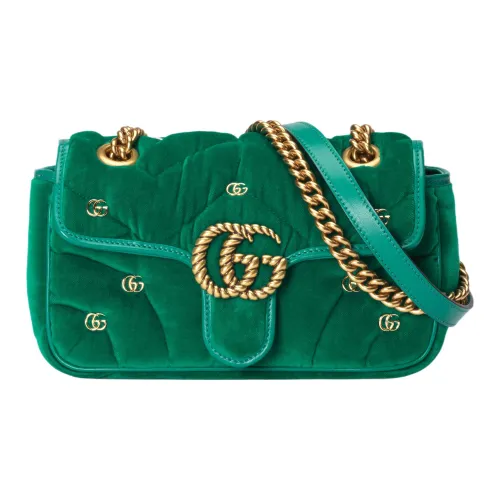 GUCCI GG Marmont Вельвет Сумка через плечо Сумка на плечо Женская Зеленая