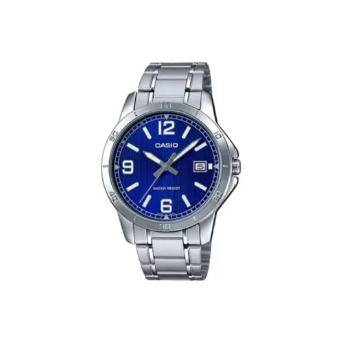 CASIO Кварцевый механизм нержавеющая сталь ремешок мужские часы синий циферблат MTP V004D 2B