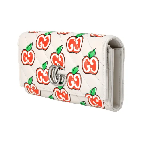 GUCCI GG Marmont Кожа Кошелек Большой Женский Белый